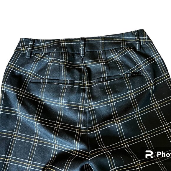 White House Black Market Black/White/Yellow Plaid The Slim Ankle Pants, Size 00 - Picture 11 of 12
